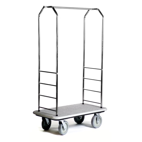 Bellman Cart, 43"W x 72-1/2"H x 23"D, Stainless Steel & Gray